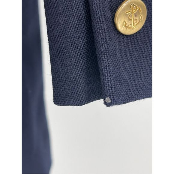 Lands End Blazer Sport Coat Suit Jacket Men Size 44 Blue Gold Button Wool - Picture 4 of 11